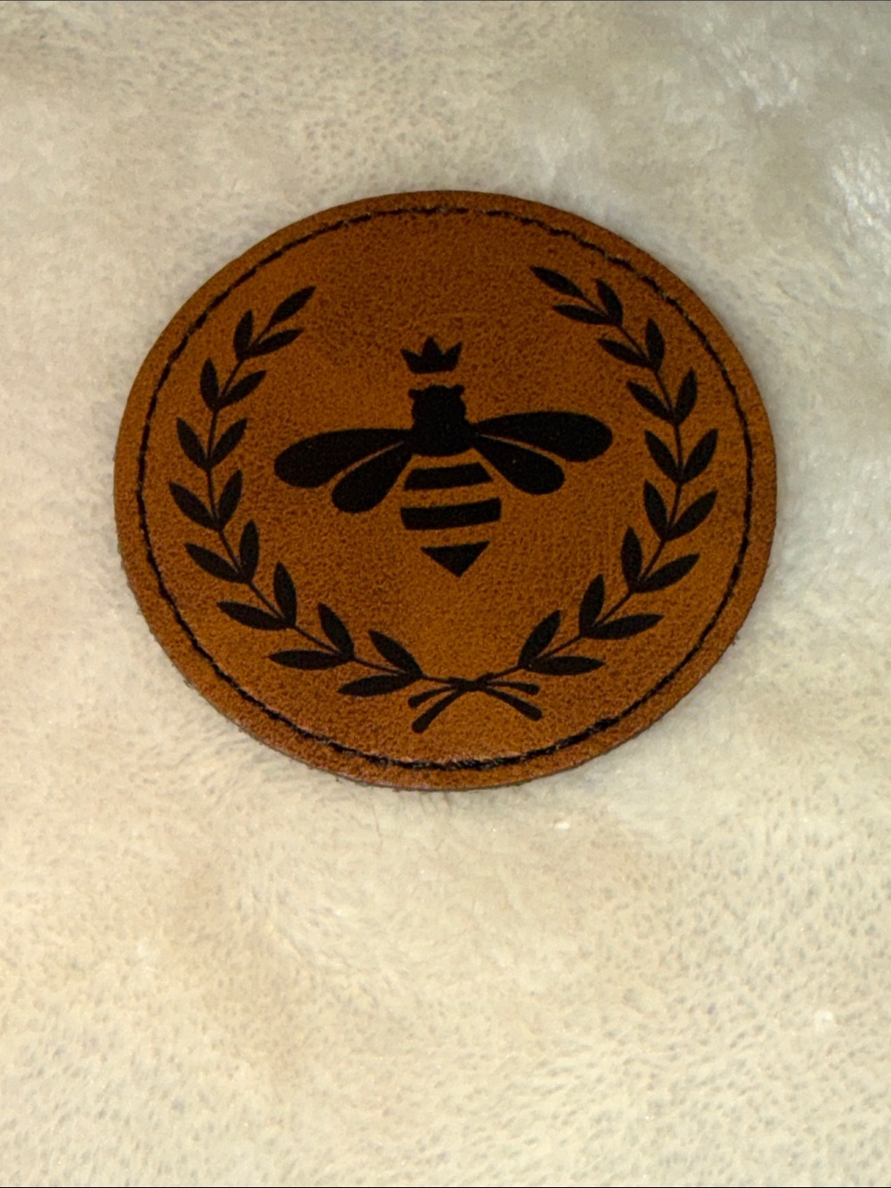 Handmade Leather Bee Iron Patch